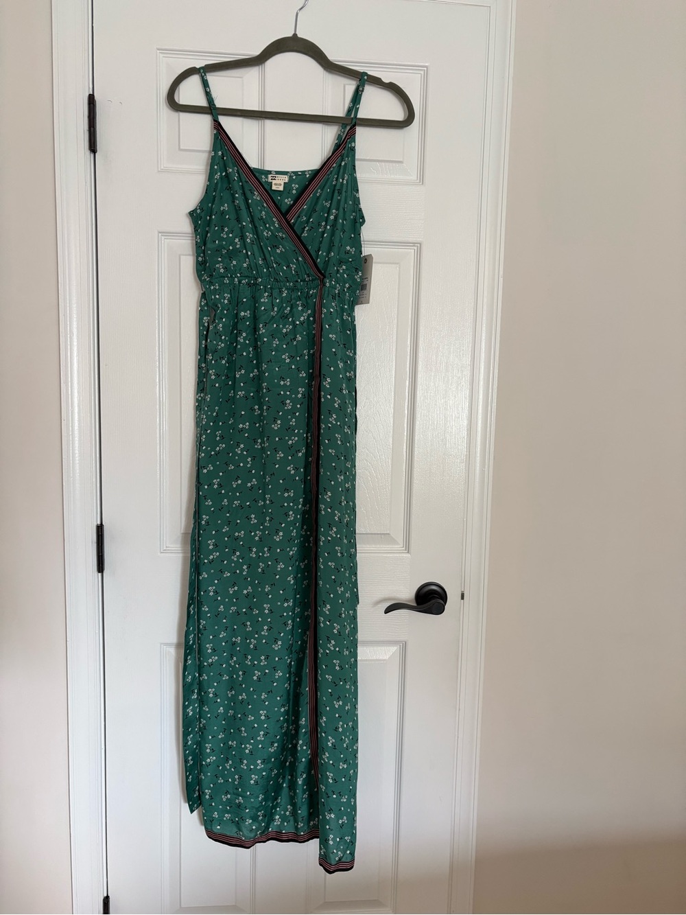 NWT Billabong Soft Seas Green White Ditsy Print  Maxi Sundress Size 12, Large